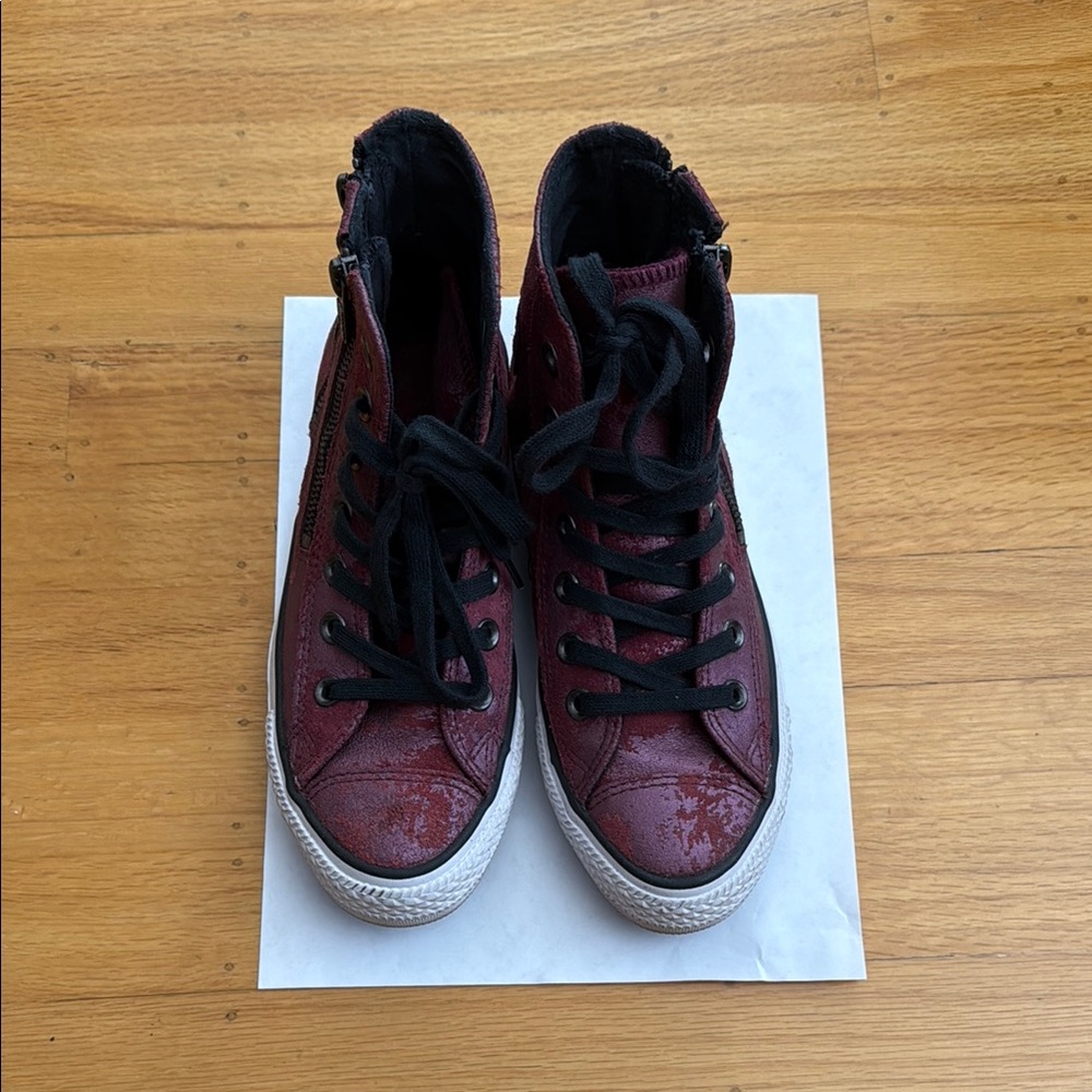 Rare Burgundy zip up high top converse